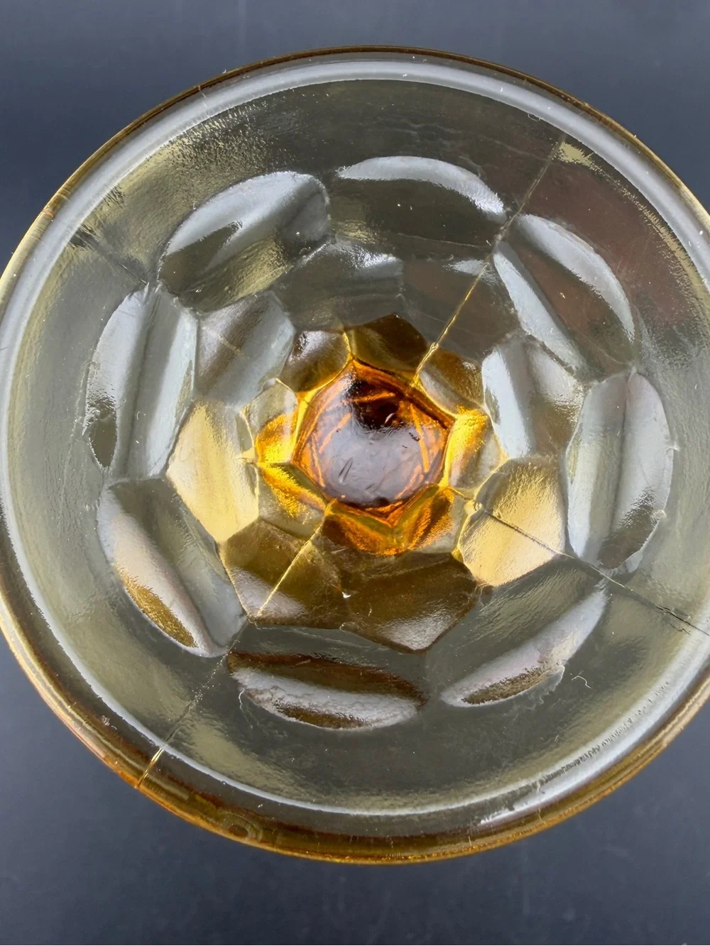 Vintage Viking Glass Georgian water goblet in amber glass honeycomb 4oz
